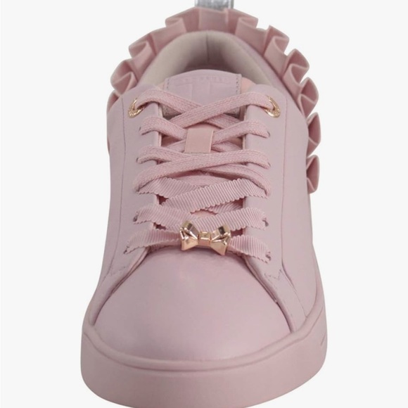 Ted Baker London Astrina Pink Sneakers Lace Up leather ruffle detail size 7.5 - Picture 4 of 11